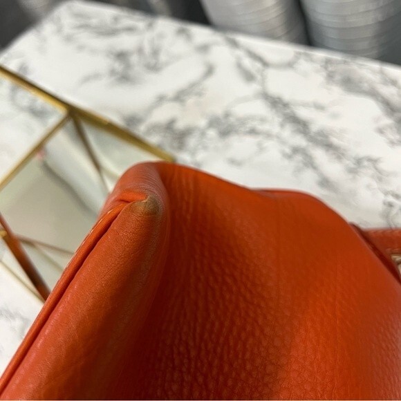 DOONEY & BOURKE Vintage Pebble Leather Satchel Crossbody & Short handle Orange - Picture 5 of 13